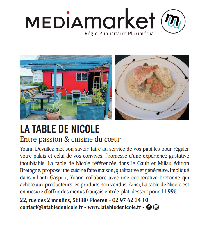 Ils parlent de nous - La Table De Nicole - restaurant PLOEREN